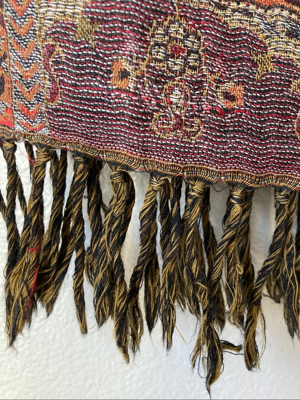 Novica Wool paisley floral fall autumn Colors fringed scarf wrap Whimsigoth boho - Picture 4 of 10
